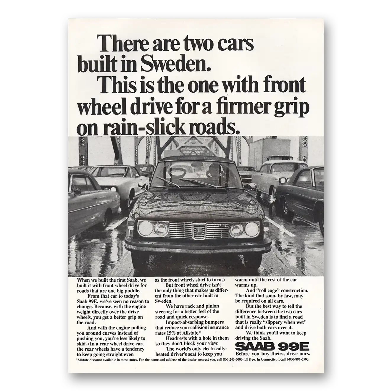 1973 Saab Two Cars Built In Sweden Vintage Magazine Print Ad