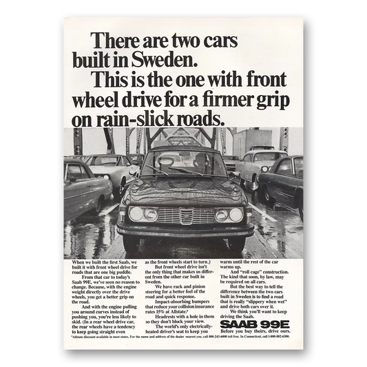 1973 Saab Two Cars Built In Sweden Vintage Magazine Print Ad