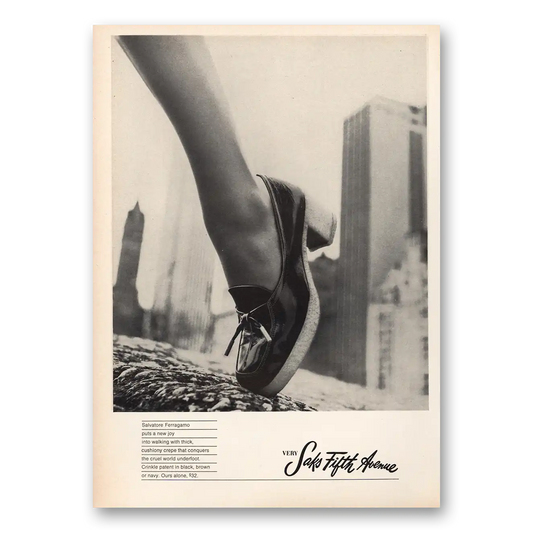 1973 Saks Fifth Avenue Salvatore Ferragamo Shoes Vintage Magazine Print Ad