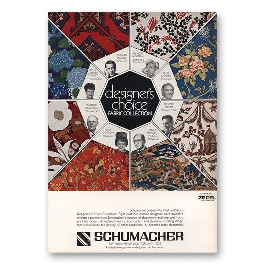 1973 Schumacher Fabrics Designers Choice Vintage Magazine Print Ad