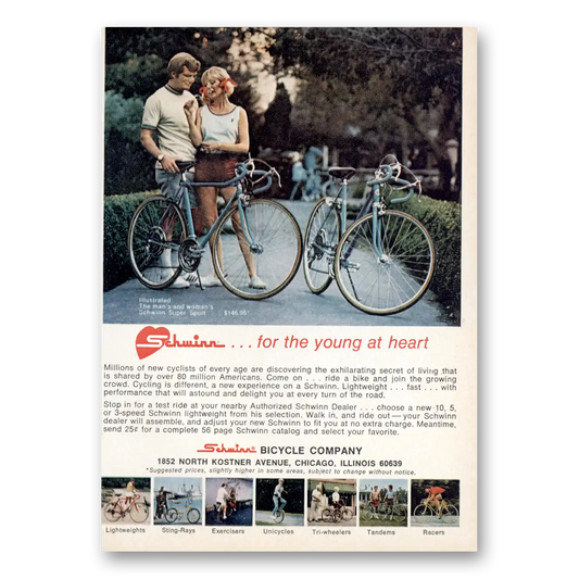 1973 Schwinn Bicycles For the Young at Heart Vintage Magazine Print Ad