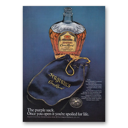 1973 Crown Royal Purple Sack Vintage Magazine Print Ad