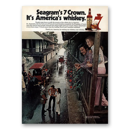 1973 Seagrams 7 Crown Whiskey St Augustine Vintage Magazine Print Ad