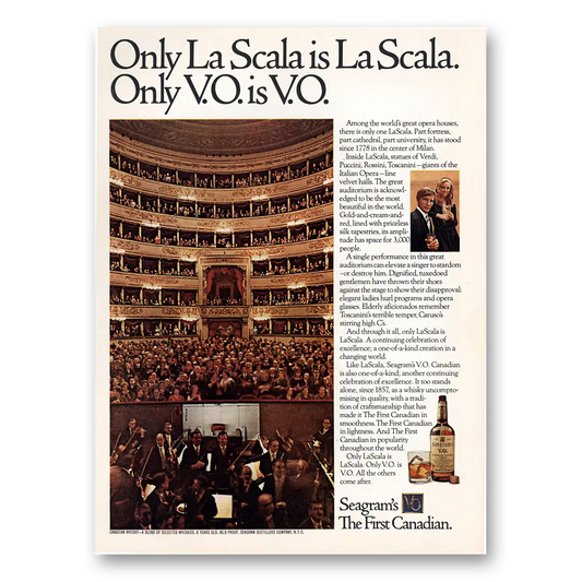 1973 Seagrams VO Whisky Only LaScala is LaScala Vintage Magazine Print Ad