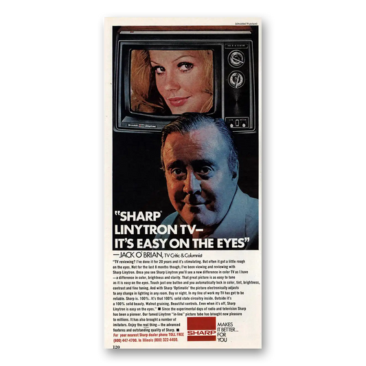 1973 Sharp Linytron TV Jack O Brian Vintage Magazine Print Ad