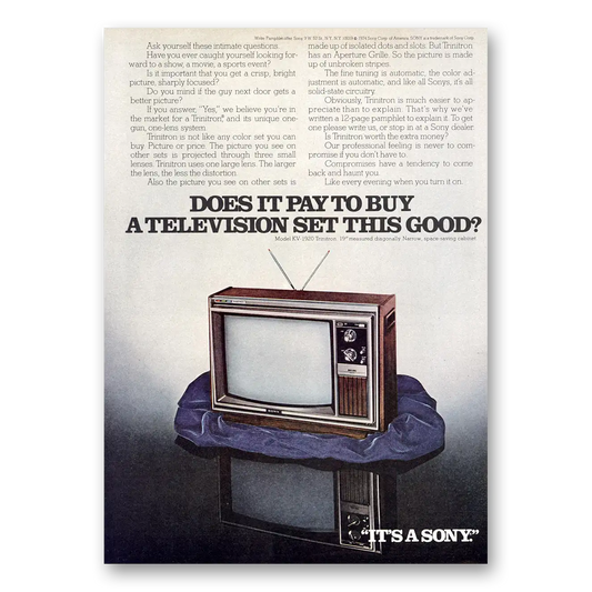 1973 Sony Trinitron Buy a Television This Good Vintage Magazine Print Ad