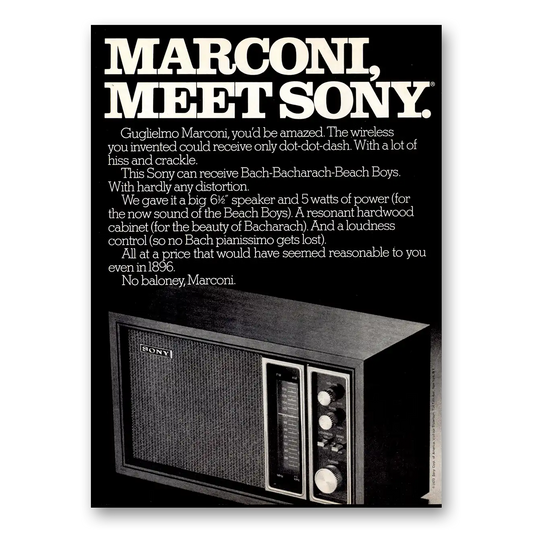 1973 Sony Radio Marconi Meet Sony Vintage Magazine Print Ad