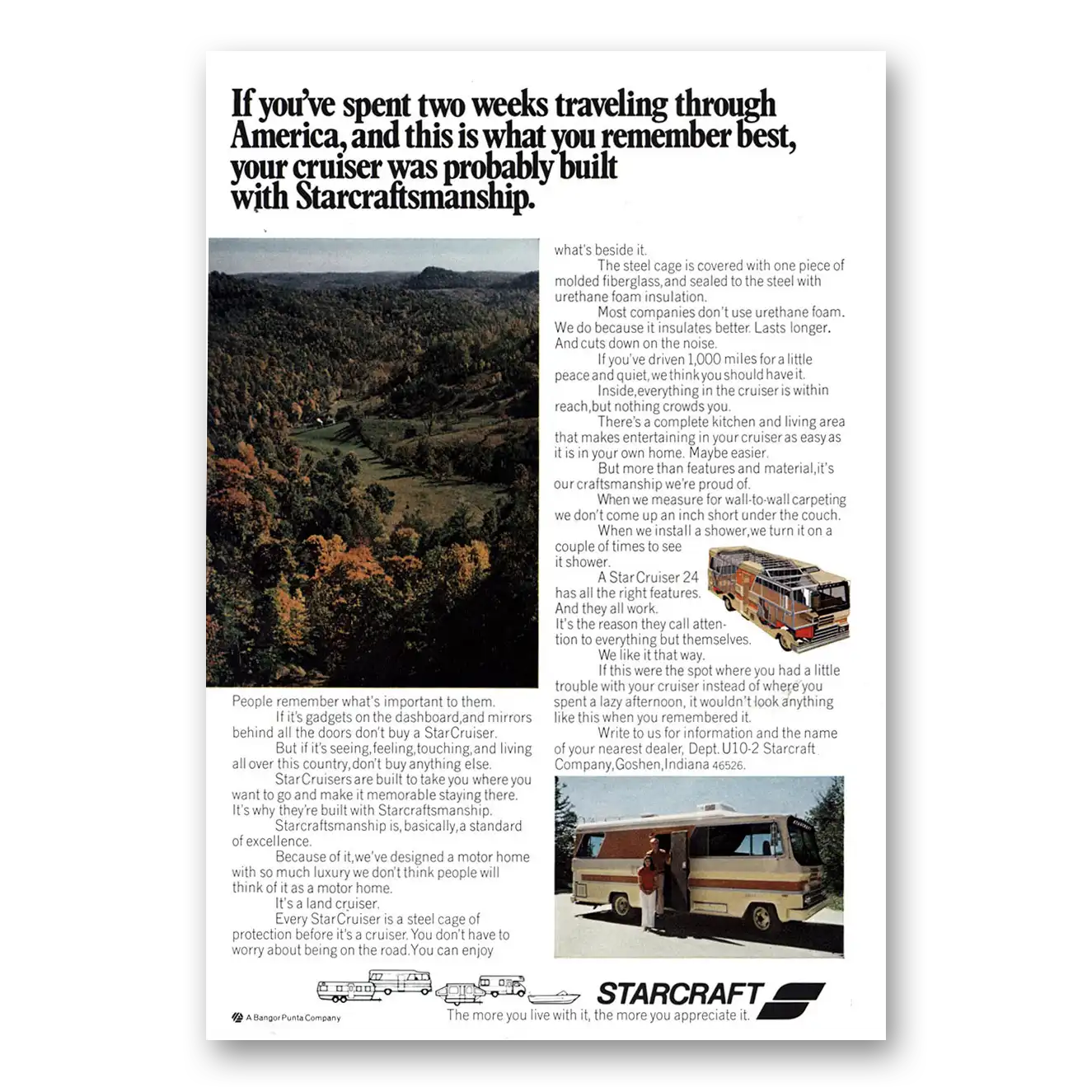 1973 Starcraft Motor Home Two Weeks Traveling Through America Vintage Magazine Print Ad