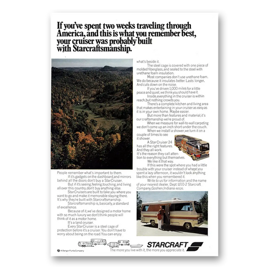 1973 Starcraft Motor Home Two Weeks Traveling Through America Vintage Magazine Print Ad