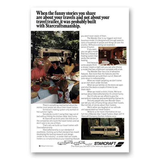 1973 Starcraft Motor Home Motor Home Funny Stories Vintage Magazine Print Ad