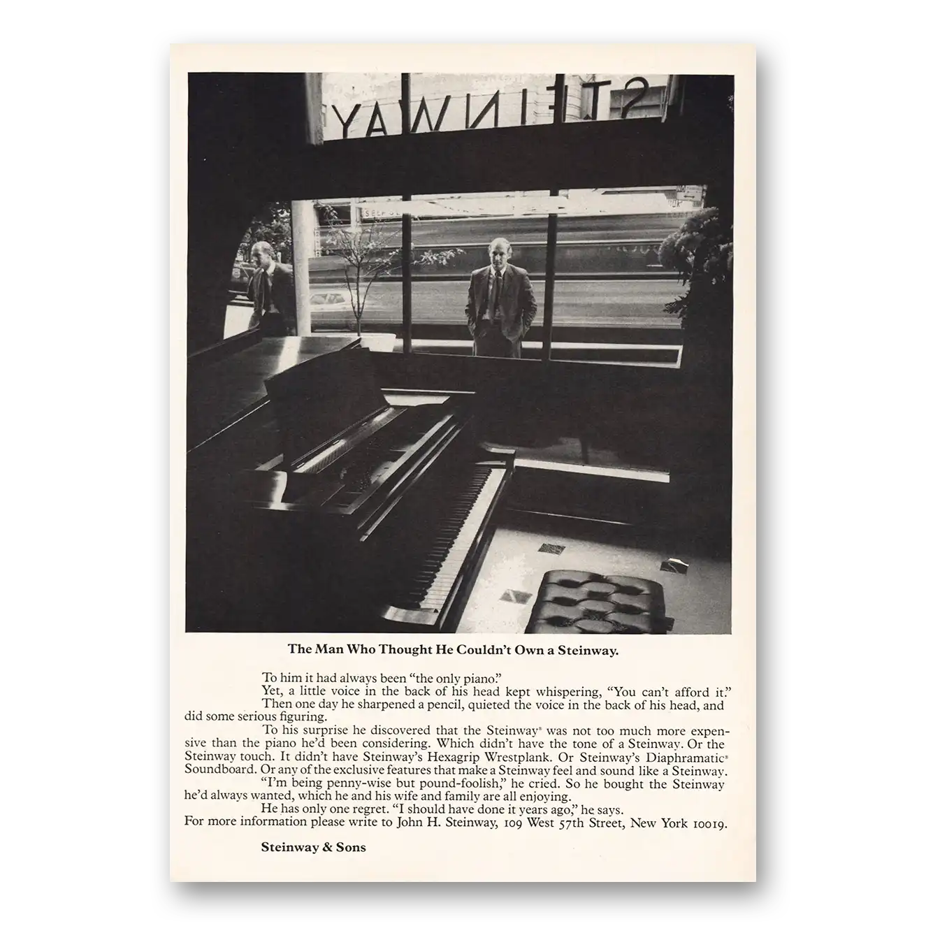 1973 Steinway Piano Man Who Thought He Couldn't Own Vintage Magazine Print Ad