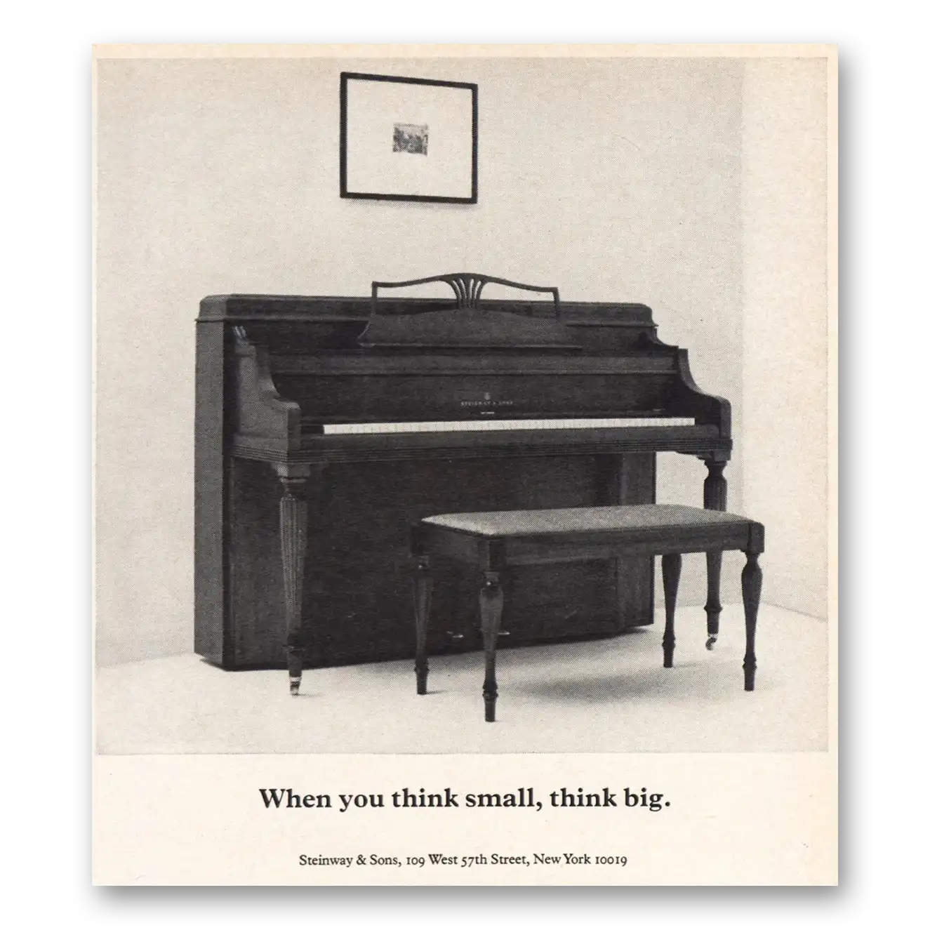 1973 Steinway Piano When You Think Small Think Big Vintage Magazine Print Ad