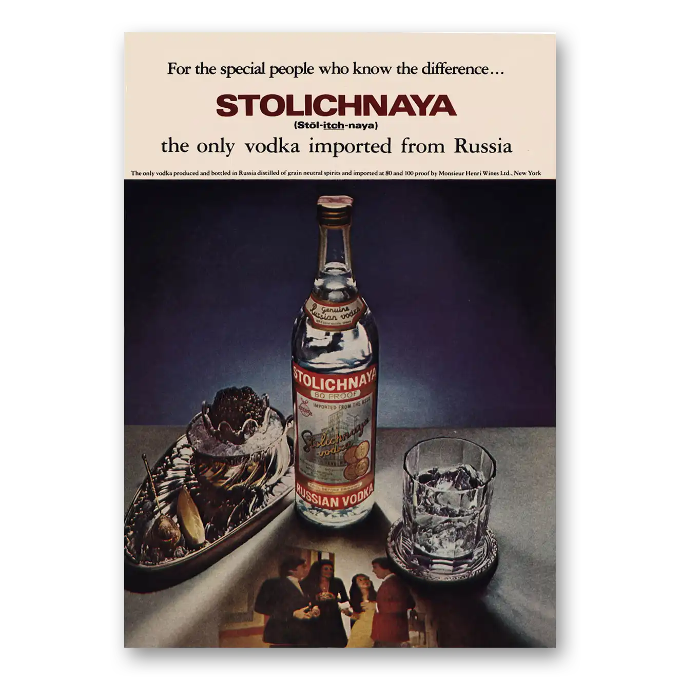 1973 Stolichnaya Vodka Imported From Russia Vintage Magazine Print Ad