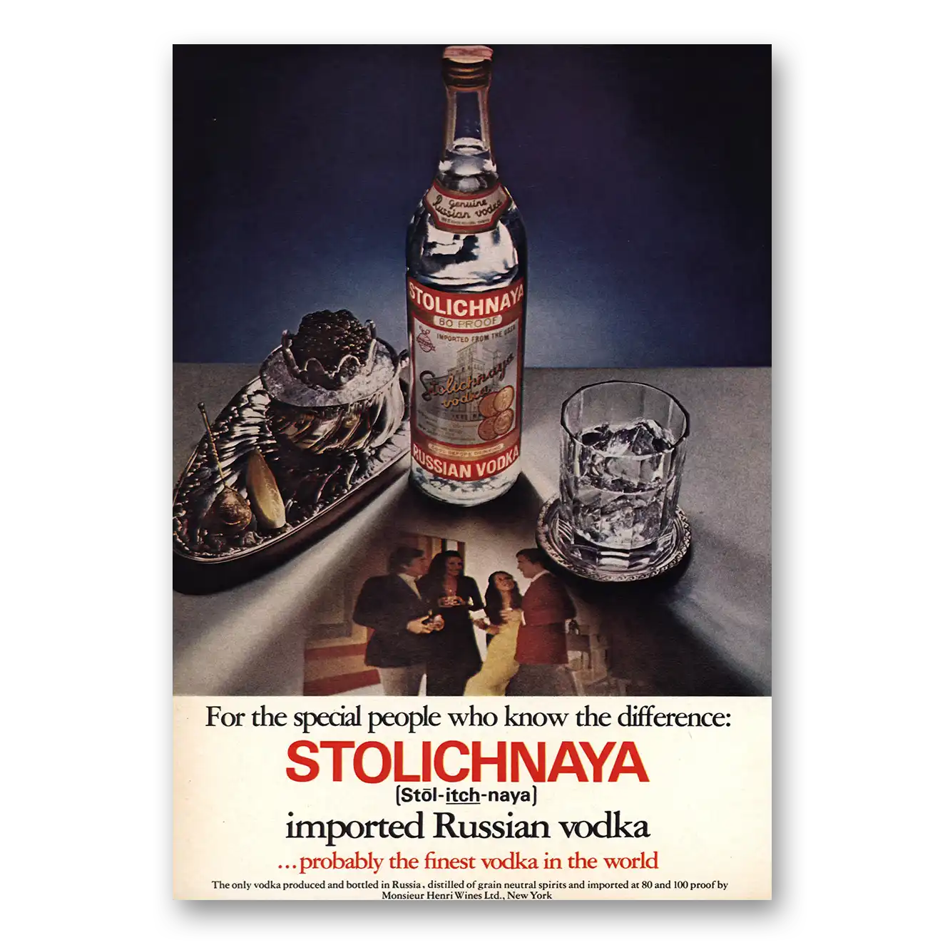 1973 Stolichnaya Vodka For the Special People Vintage Magazine Print Ad