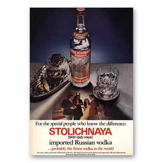 1973 Stolichnaya Vodka For the Special People Vintage Magazine Print Ad