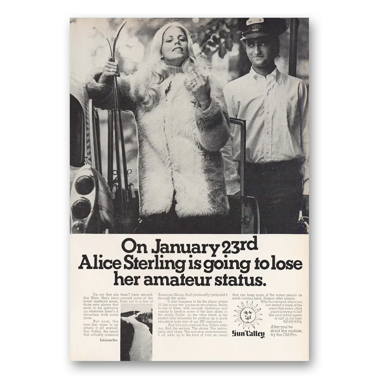 1973 Sun Valley Idaho Alice Sterling Lose Amateur Status Vintage Magazine Print Ad