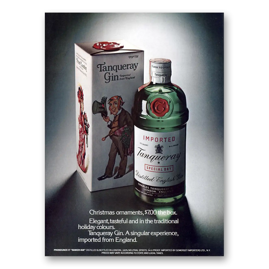 1973 Tanqueray Gin Christmas Ornaments Vintage Magazine Print Ad