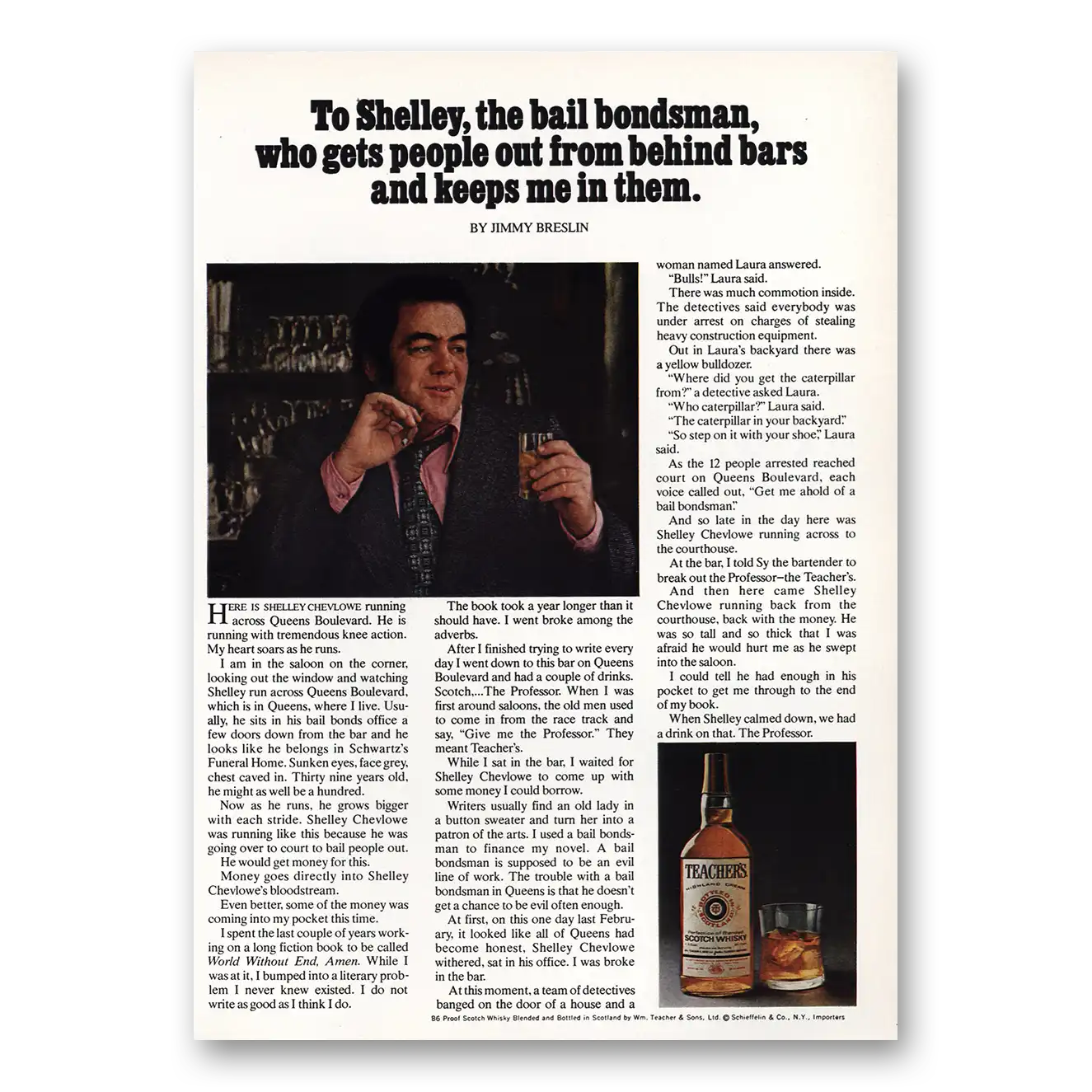 1973 Teachers Whisky Bail Bondsman Vintage Magazine Print Ad