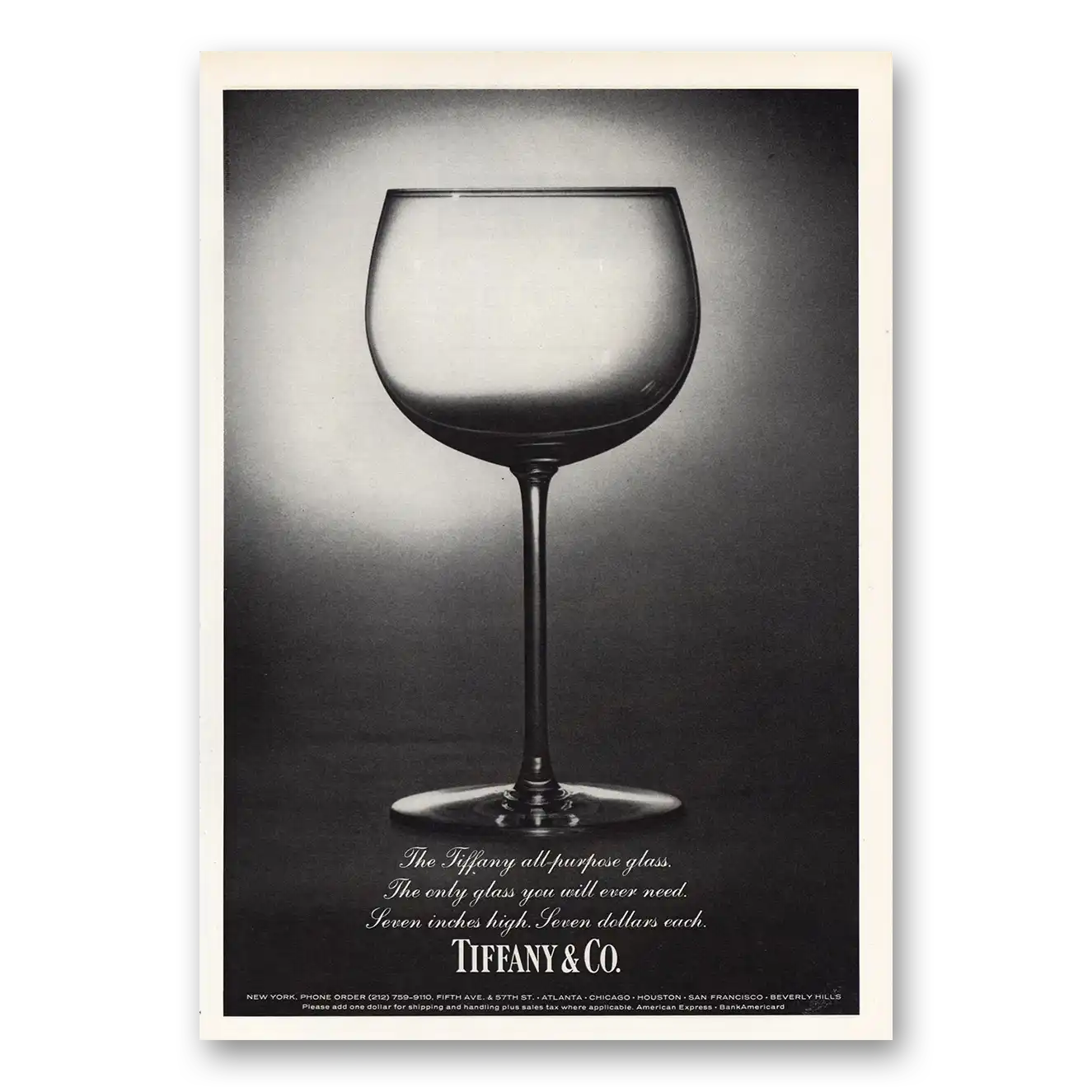 1973 Tiffany & Co All Purpose Glass Vintage Magazine Print Ad