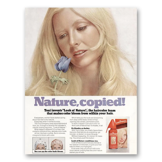 1973 Toni Look of Nature Nature Copied Vintage Magazine Print Ad