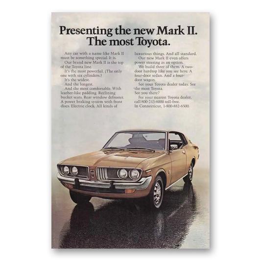 1972 Toyota Mark II Most Toyota Vintage Magazine Print Ad