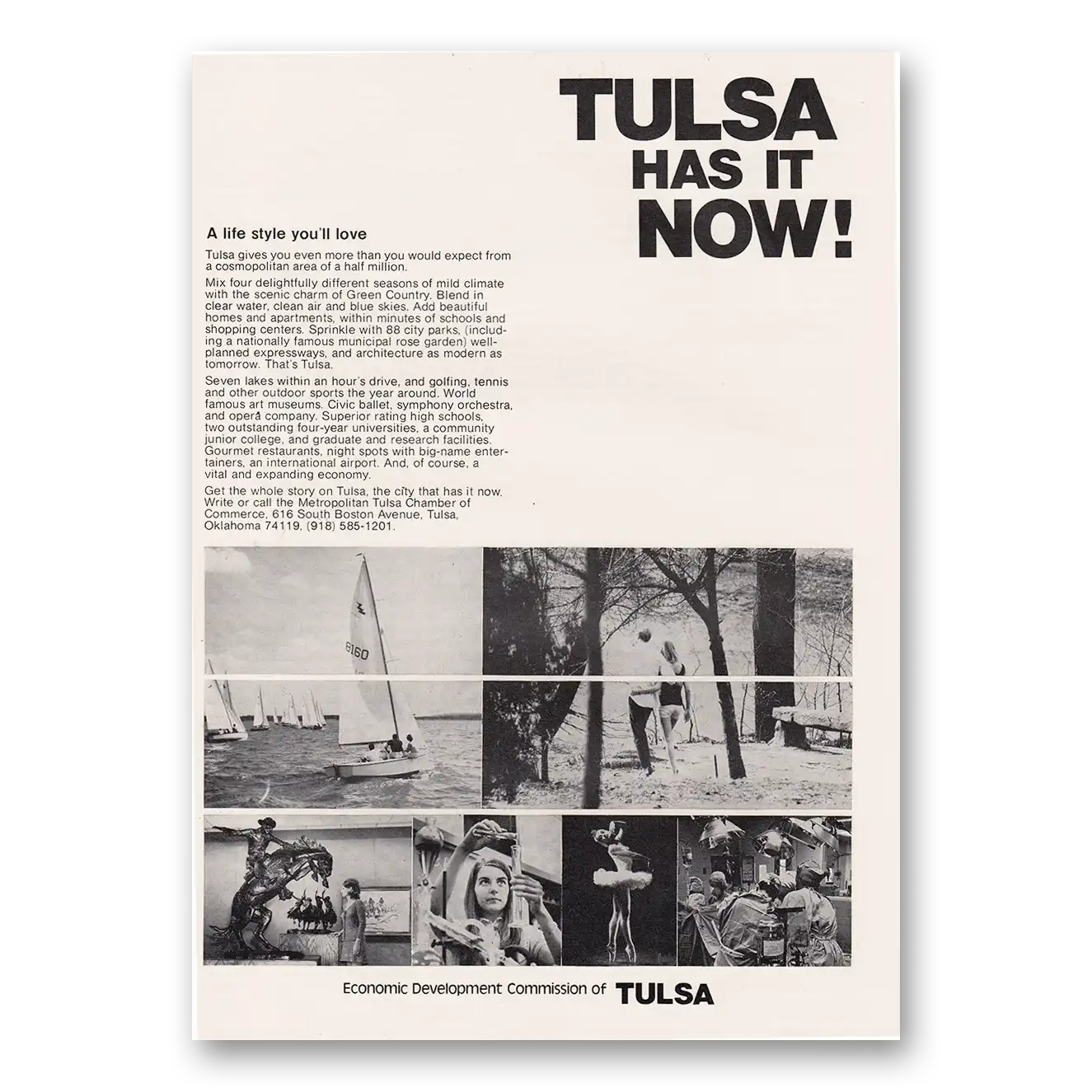 1973 Oklahoma Tulsa A Life Style Love Vintage Magazine Print Ad