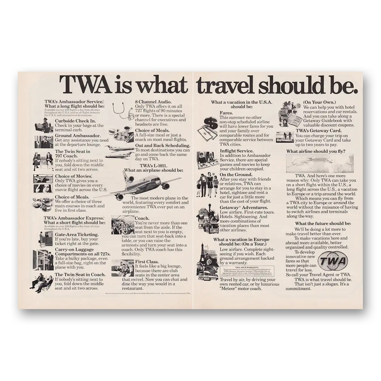 1973 TWA Airlines What Travel Should Be Vintage Magazine Print Ad