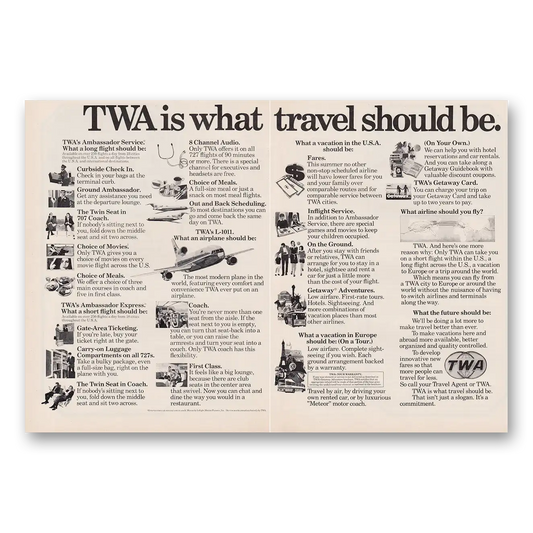 1973 TWA Airlines What Travel Should Be Vintage Magazine Print Ad