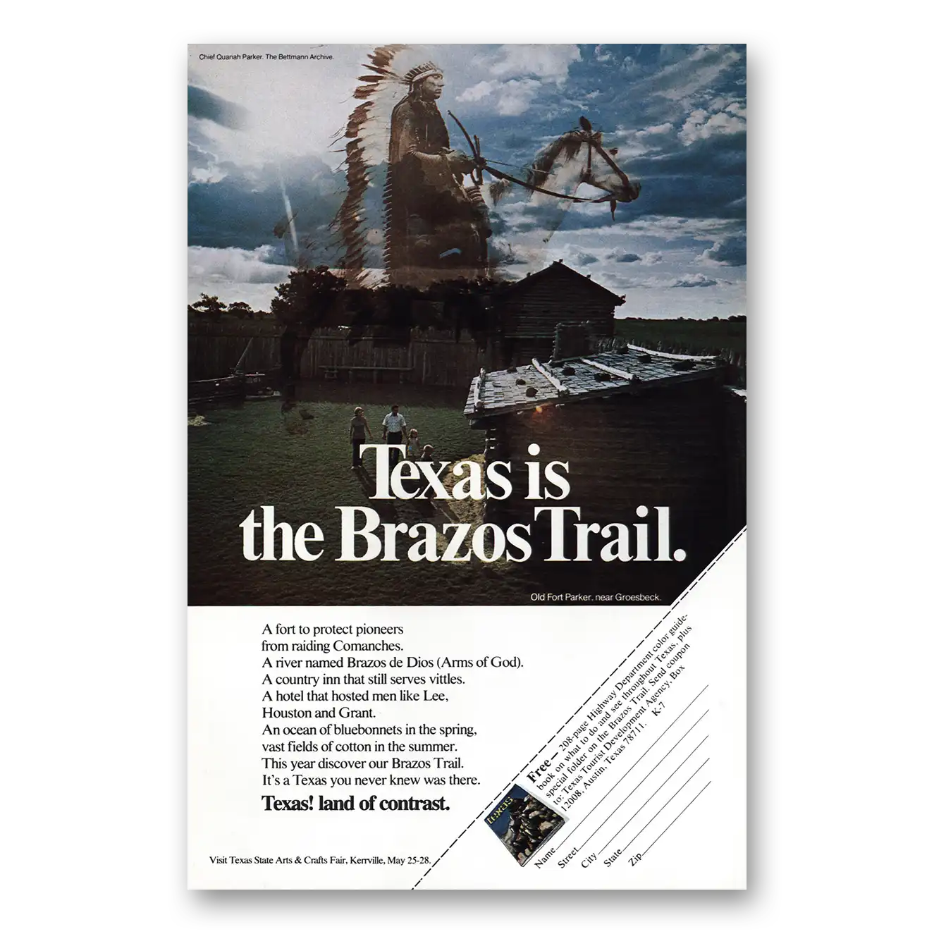 1973 Texas Brazos Trail Vintage Magazine Print Ad