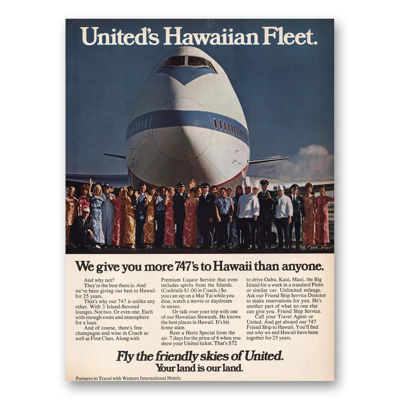 1972 United Airlines Uniteds Hawaiian Fleet Vintage Magazine Print Ad