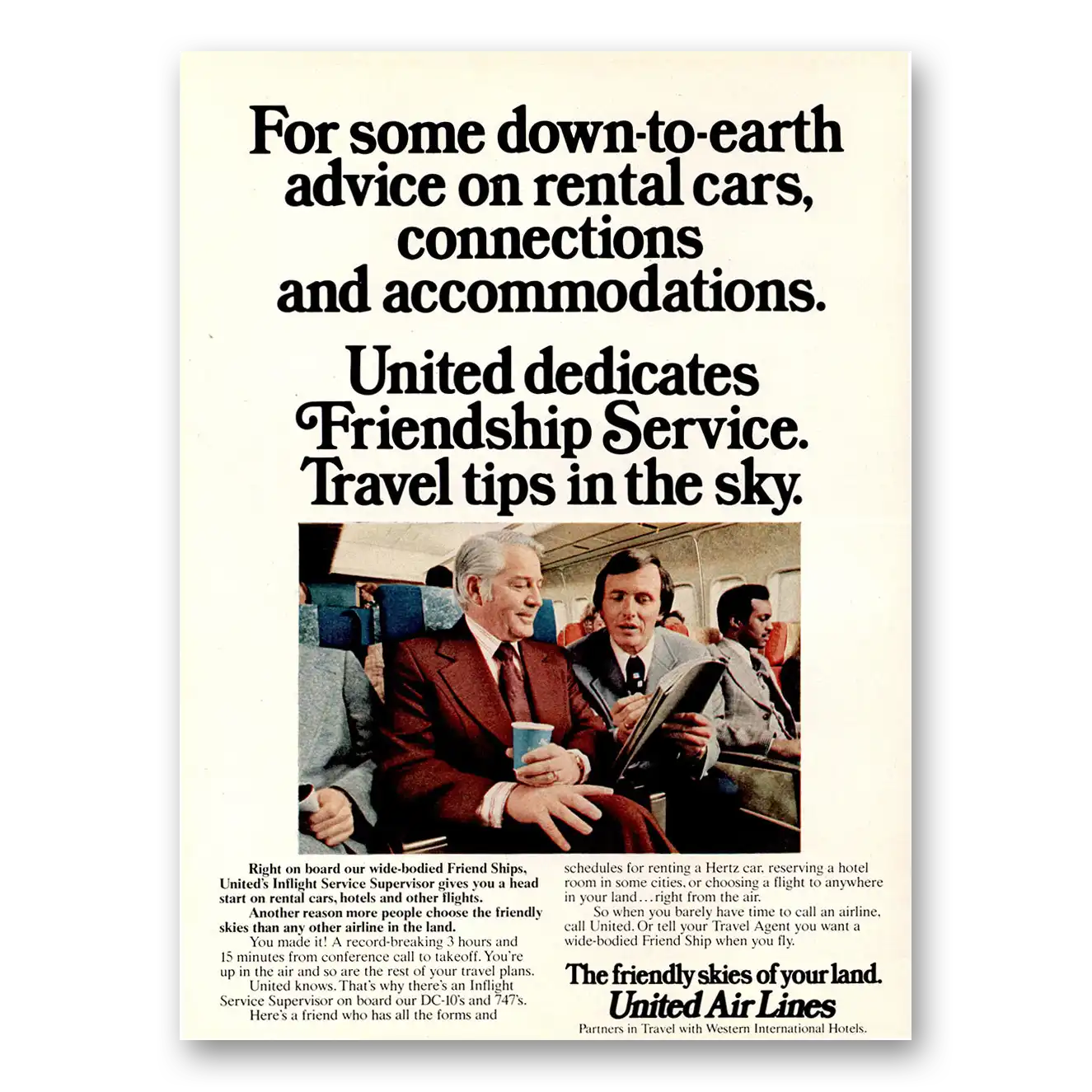 1973 United Airlines Some Down to Earth Advice Vintage Magazine Print Ad