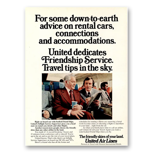 1973 United Airlines Some Down to Earth Advice Vintage Magazine Print Ad