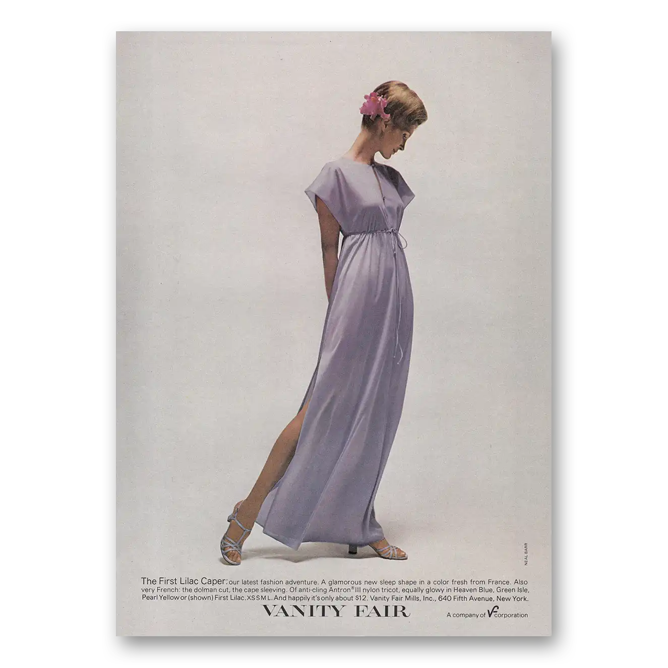 1973 Vanity Fair Undergarments First Lilac Caper Vintage Magazine Print Ad