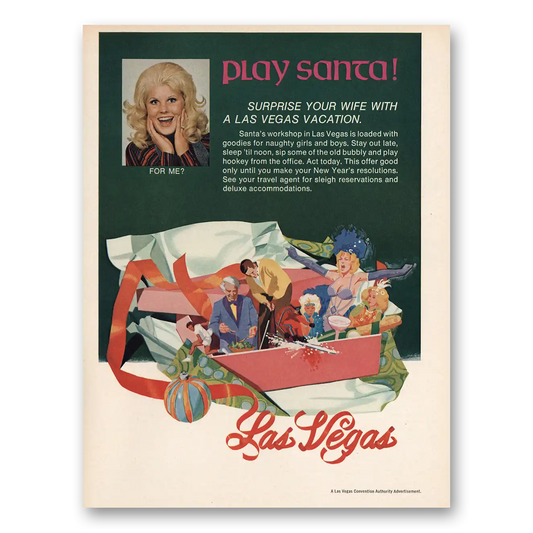 1973 Las Vegas Nevada Play Santa Vintage Magazine Print Ad