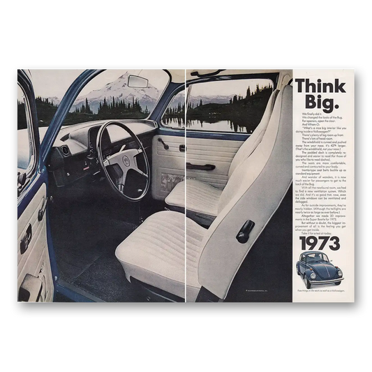 1973 Volkswagen Beetle Think Big Vintage Magazine Print Ad