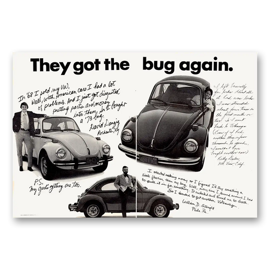 1973 Volkswagen Beetle They Got the Bug Again Vintage Magazine Print Ad