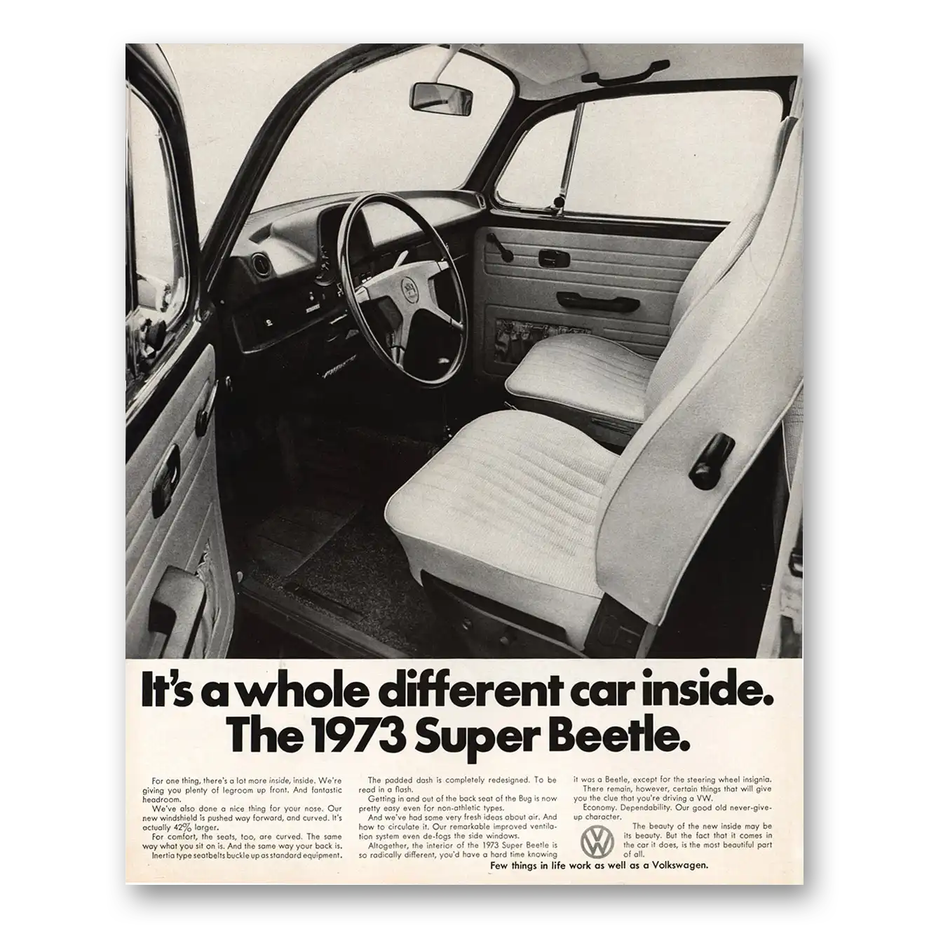 1973 Volkswagen Beetle Super Beetle Different Car Inside Vintage Magazine Print Ad