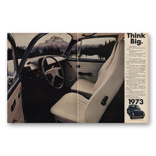 1972 Volkswagen Beetle Bug Think Big Vintage Magazine Print Ad