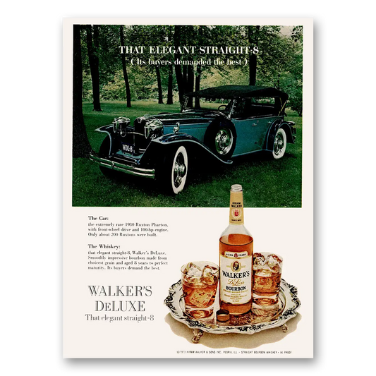 1973 Walkers DeLuxe Bourbon Whiskey Elegant Straight 8 Vintage Magazine Print Ad