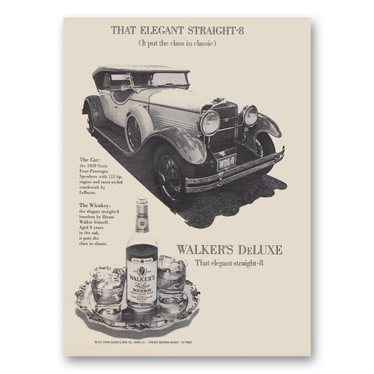 1973 Walkers DeLuxe Bourbon Whiskey That Elegant Straight 8 Vintage Magazine Print Ad