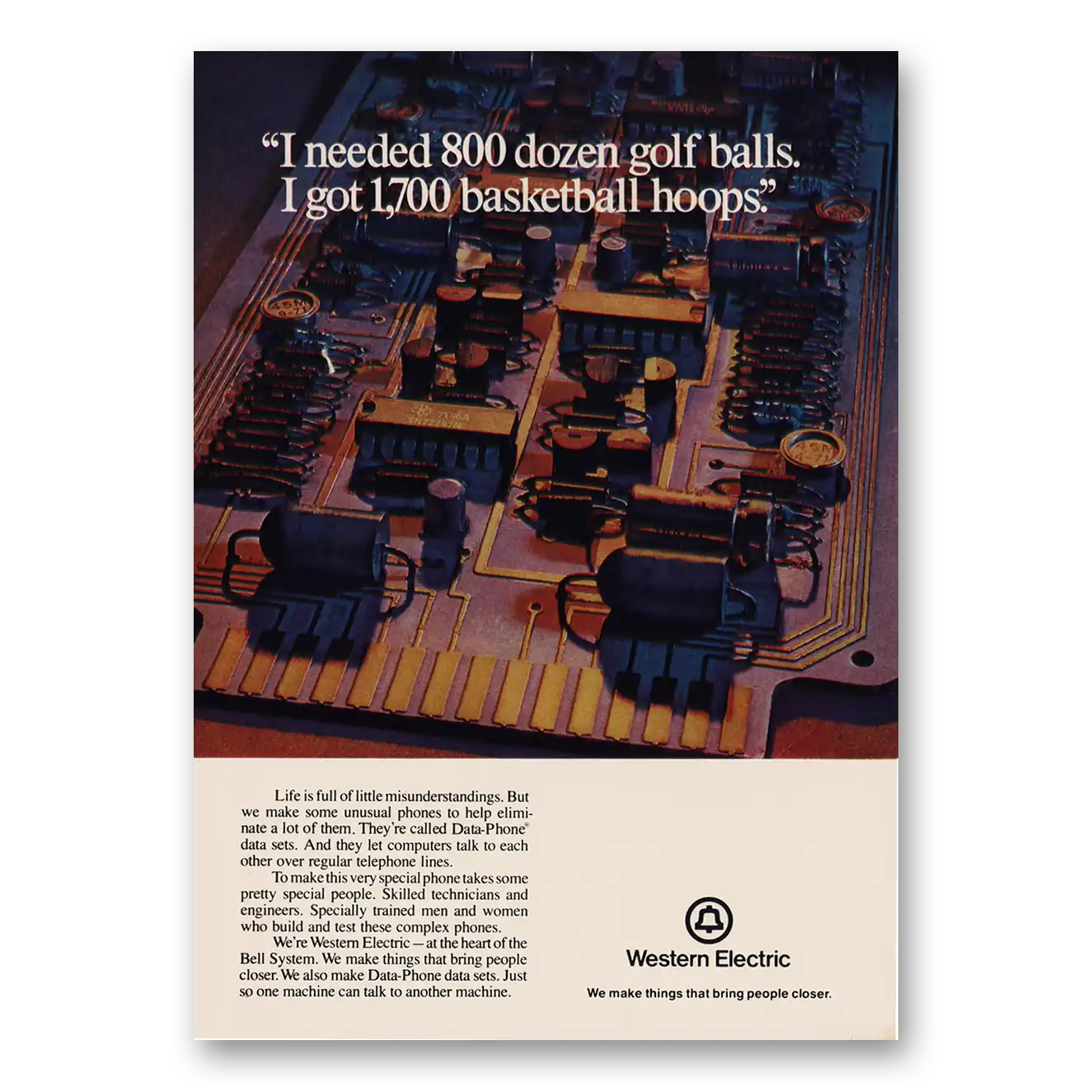 1973 Western Electric 800 Dozen Golf Balls Vintage Magazine Print Ad