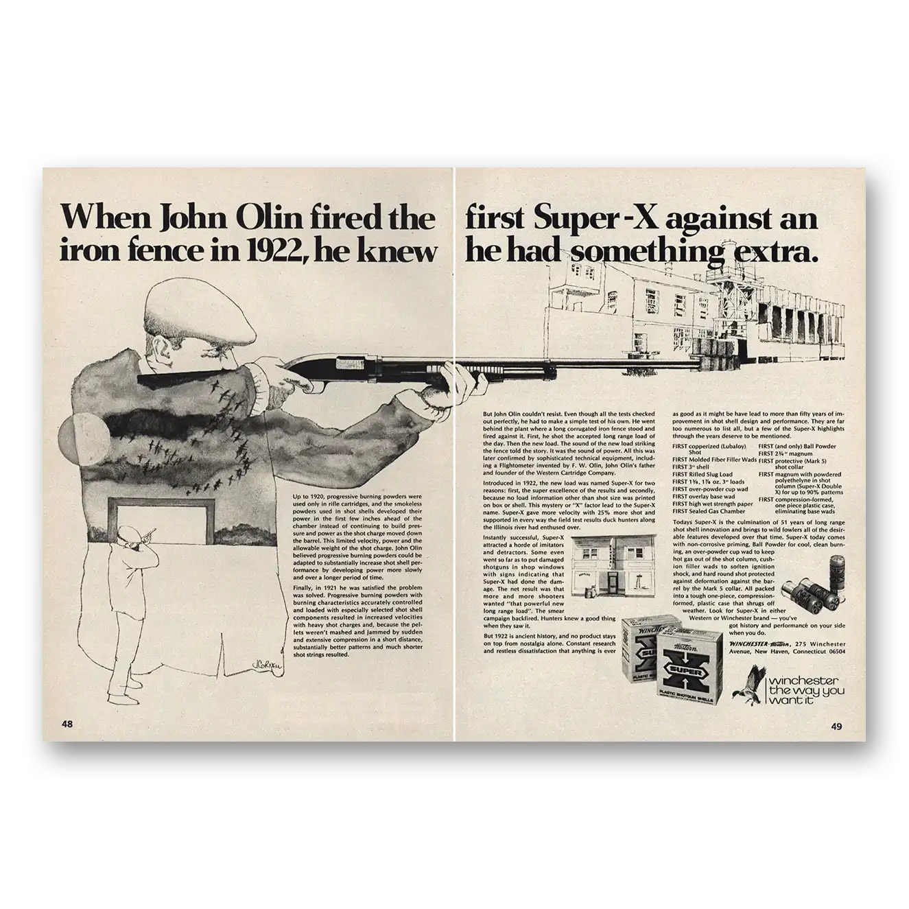 1973 Winchester Super X John Olin Vintage Magazine Print Ad