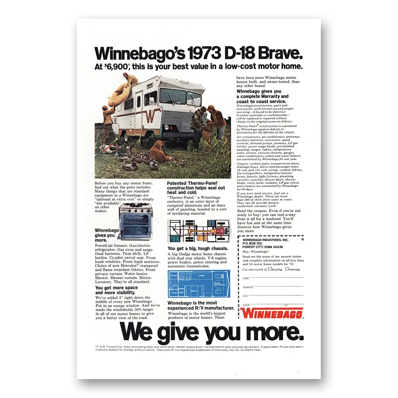 1973 Winnebago Motor Home D18 Brave We Give You More Vintage Magazine Print Ad