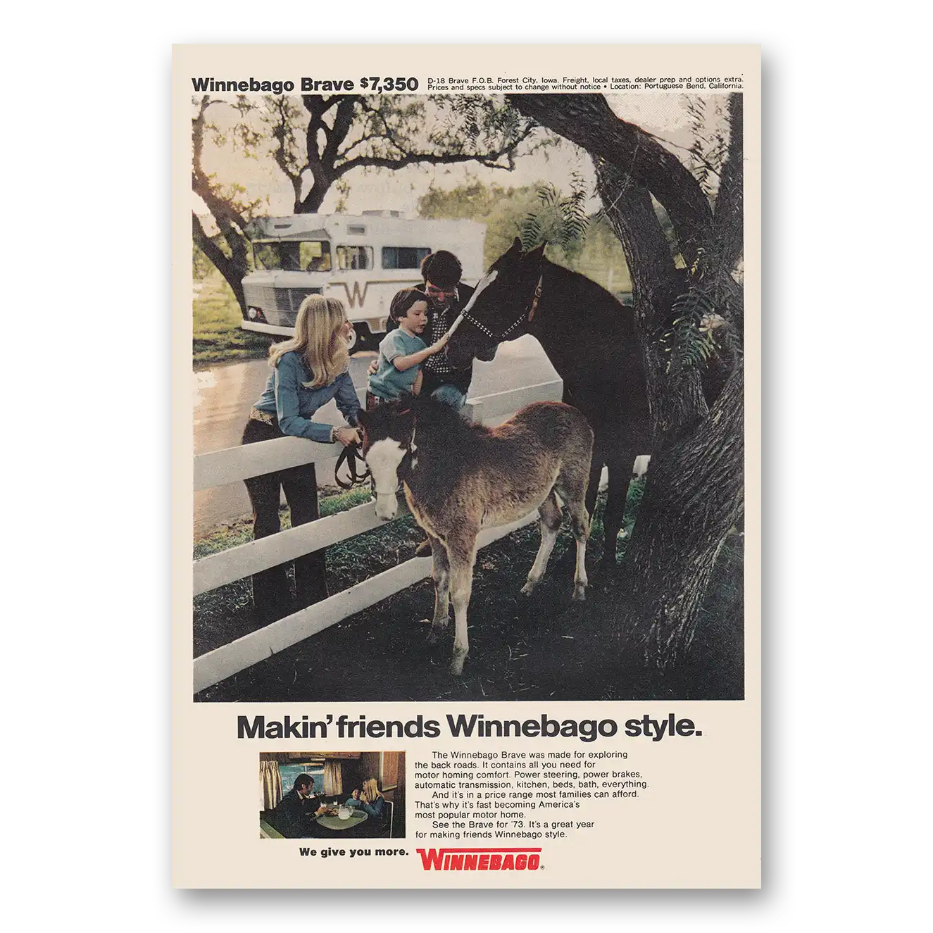 1973 Winnebago Motor Home Makin Friends Winnebago Style Vintage Magazine Print Ad