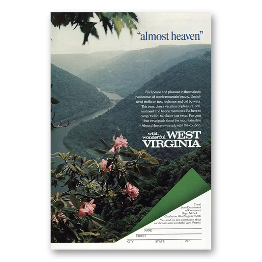 1973 West Virginia Almost Heaven Vintage Magazine Print Ad