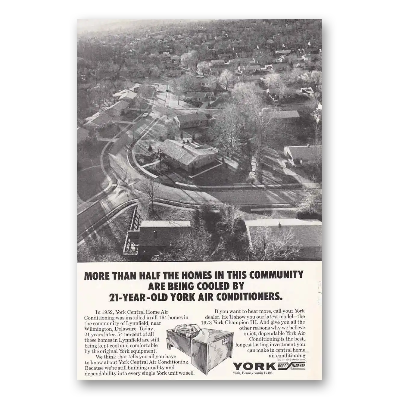 1973 York Air Conditioning More Than Half the Homes Vintage Magazine Print Ad