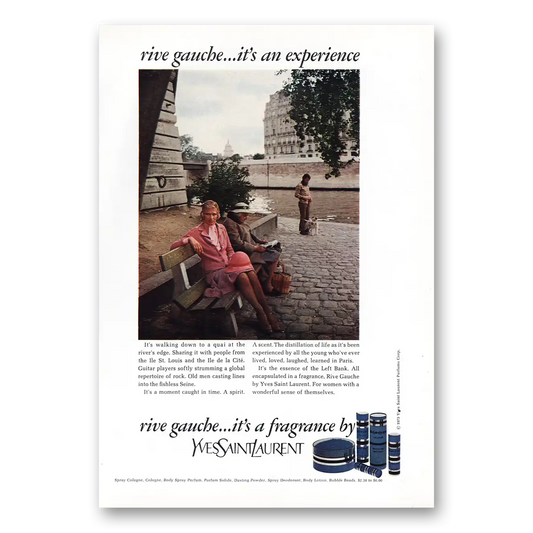 1973 Yves Saint Laurent Rive Gauche Vintage Magazine Print Ad