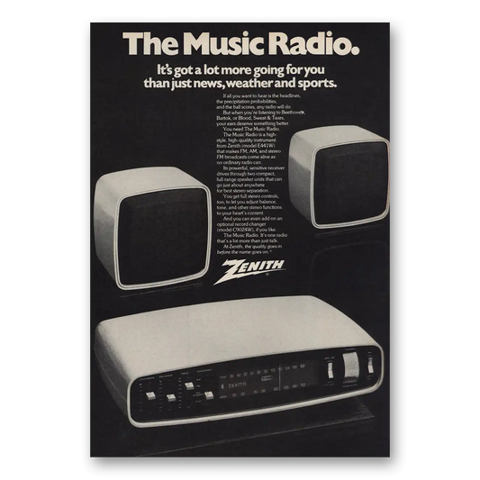 1973 Zenith Radio Music Radio Vintage Magazine Print Ad