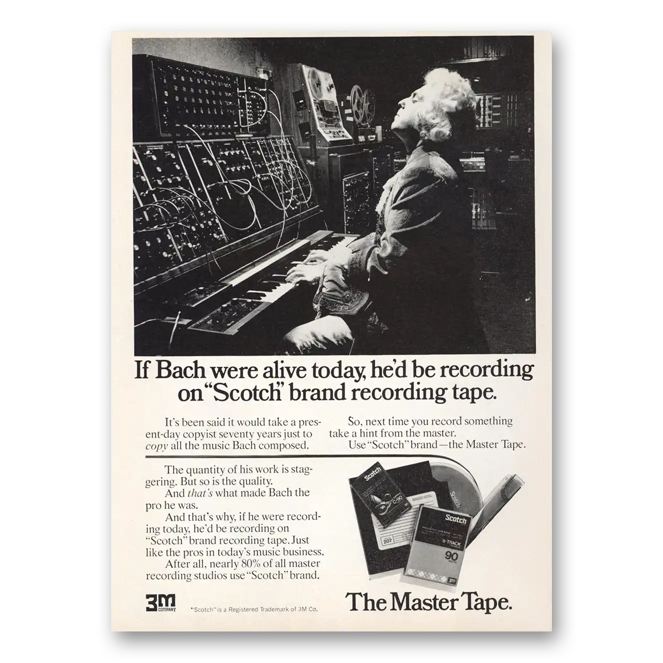 1974 Scotch Brand Recording Tape Bach Were Alive Today Vintage Magazine Print Ad