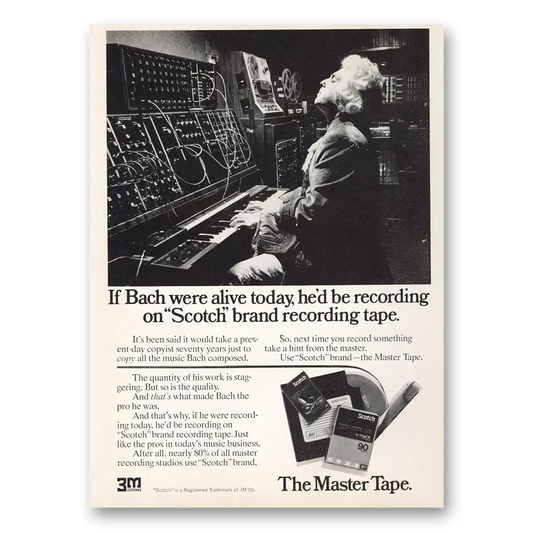 1974 Scotch Brand Recording Tape Bach Were Alive Today Vintage Magazine Print Ad